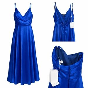 Elegant Blue Satin Dress